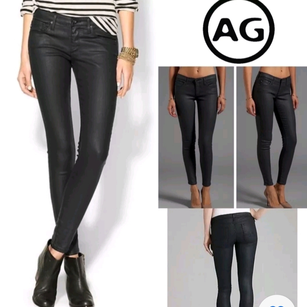 AG Adriano Goldschmied The Absolute Legging Extreme Skinny Coated S 28R Burgundy